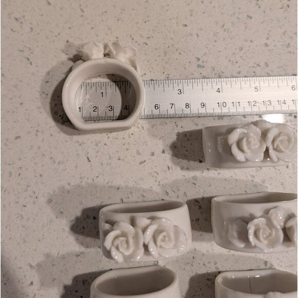 Set of 8 Genuine Bone China 3D Rose Napkin Rings The Beachcombers Holiday party - Picture 14 of 16